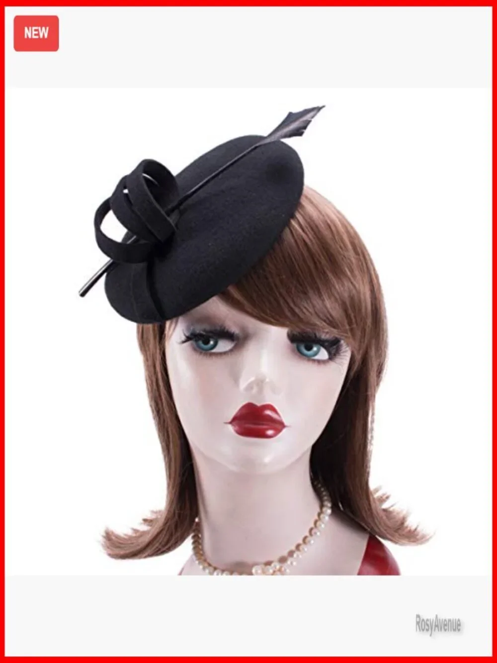 Wool Feather Fascinator Hat for Cocktail Party Formal Occasions